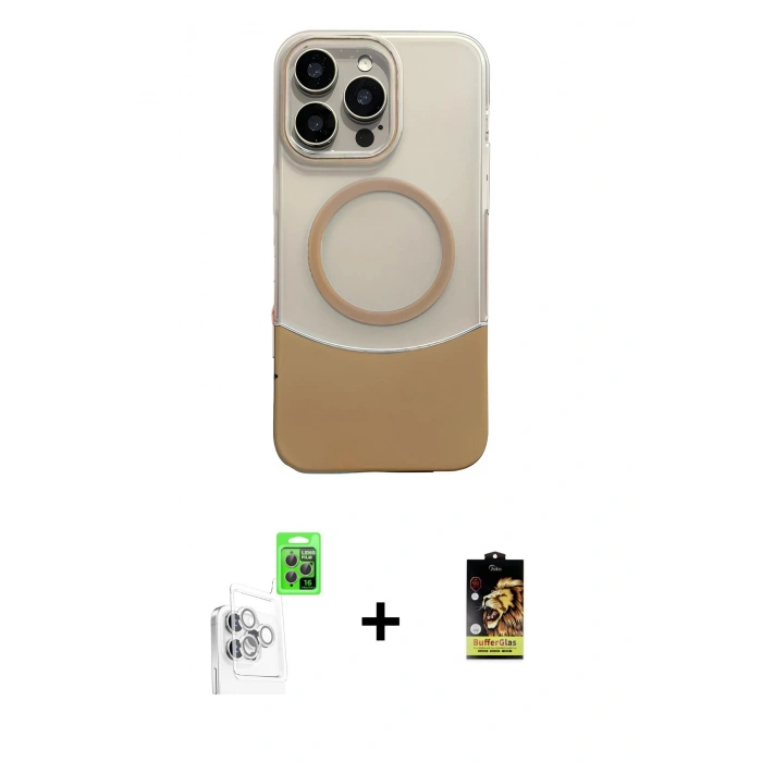 MARSİLYAN™- iPhone 16 Pro Max Kılıf Kozmos Form Özel Seri - Siyah Buffer Cam Ekran Koruyucu + Raze Metal Kamera Lens - BZ