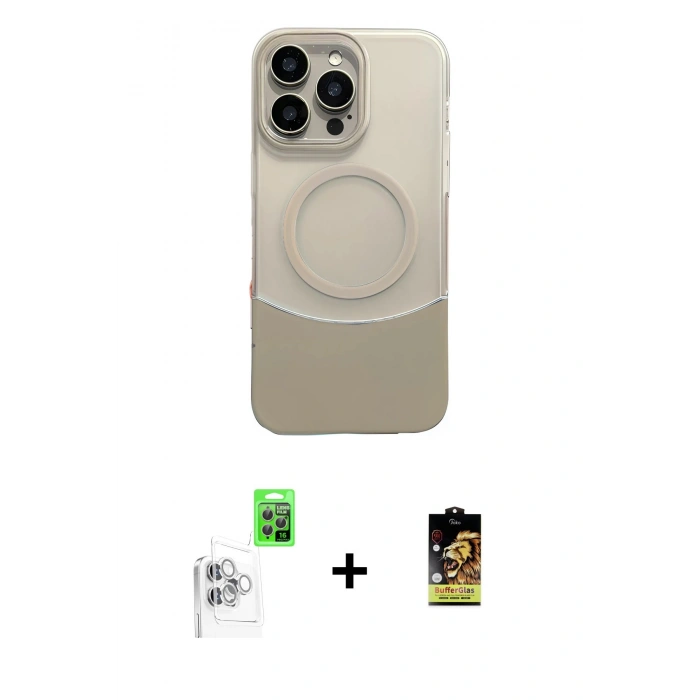 MARSİLYAN™- iPhone 16 Pro Max Kılıf Kozmos Form Özel Seri - Siyah Buffer Cam Ekran Koruyucu + Raze Metal Kamera Lens - BZ