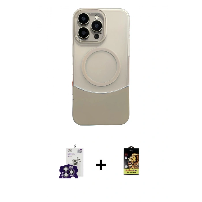 MARSİLYAN™- iPhone 16 Pro Max Kılıf Kozmos Form Özel Seri - Siyah Buffer Cam Ekran Koruyucu + Bilvis Titan Kamera Lens - TMGI