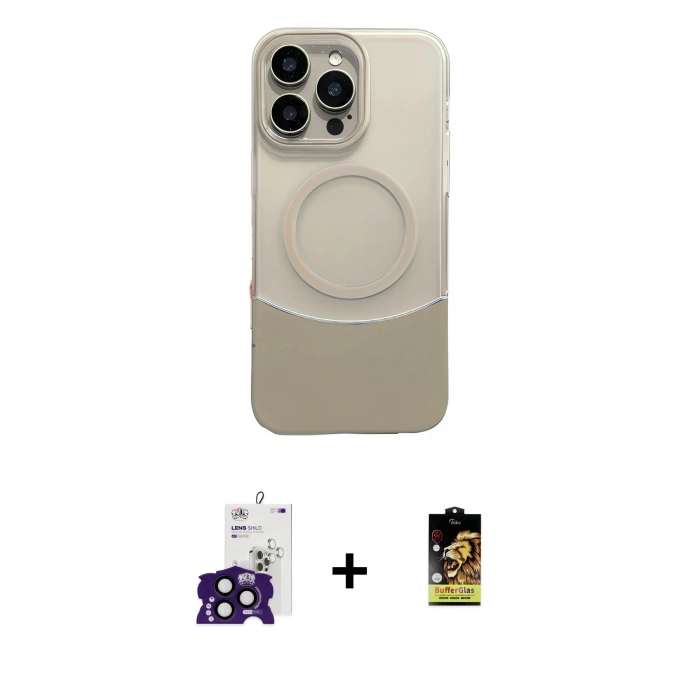 MARSİLYAN™- iPhone 16 Pro Max Kılıf Kozmos Form Özel Seri - Siyah Buffer Cam Ekran Koruyucu + Bilvis Titan Kamera Lens - SH