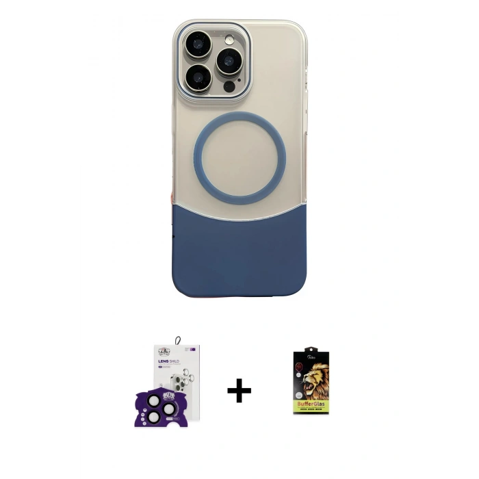 MARSİLYAN™- iPhone 16 Pro Max Kılıf Kozmos Form Özel Seri - Siyah Buffer Cam Ekran Koruyucu + Bilvis Titan Kamera Lens - SH