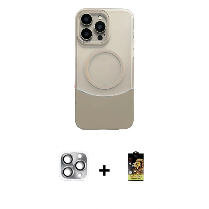 MARSİLYAN™- iPhone 16 Pro Max Kılıf Kozmos Form Özel Seri - Siyah Buffer Cam Ekran Koruyucu + Pers Alüminyum Kamera Lens - GI