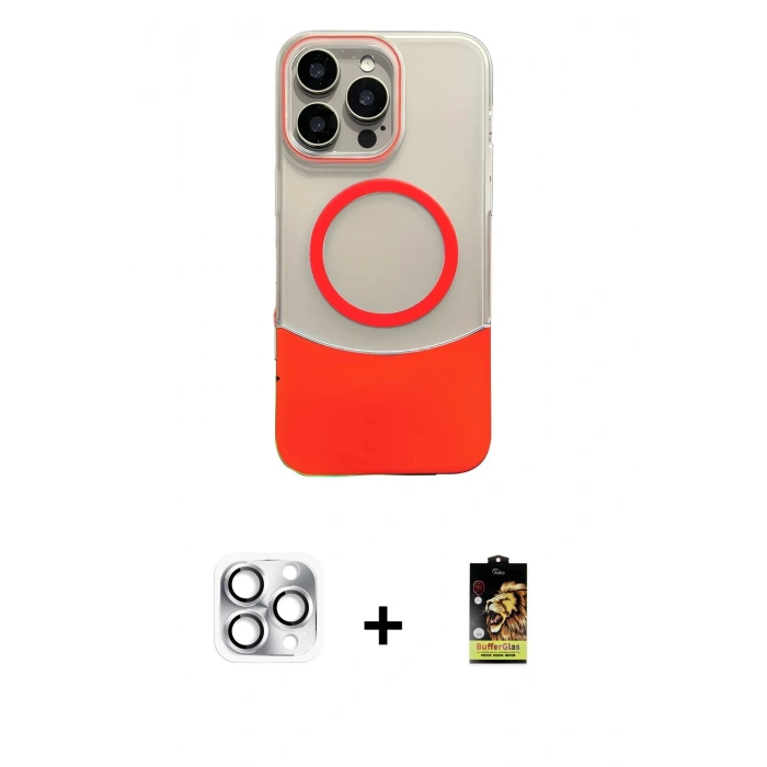 MARSİLYAN™- iPhone 16 Pro Max Kılıf Kozmos Form Özel Seri - Siyah Buffer Cam Ekran Koruyucu + Pers Alüminyum Kamera Lens - GS