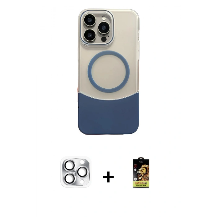 MARSİLYAN™- iPhone 16 Pro Max Kılıf Kozmos Form Özel Seri - Siyah Buffer Cam Ekran Koruyucu + Pers Alüminyum Kamera Lens - GS