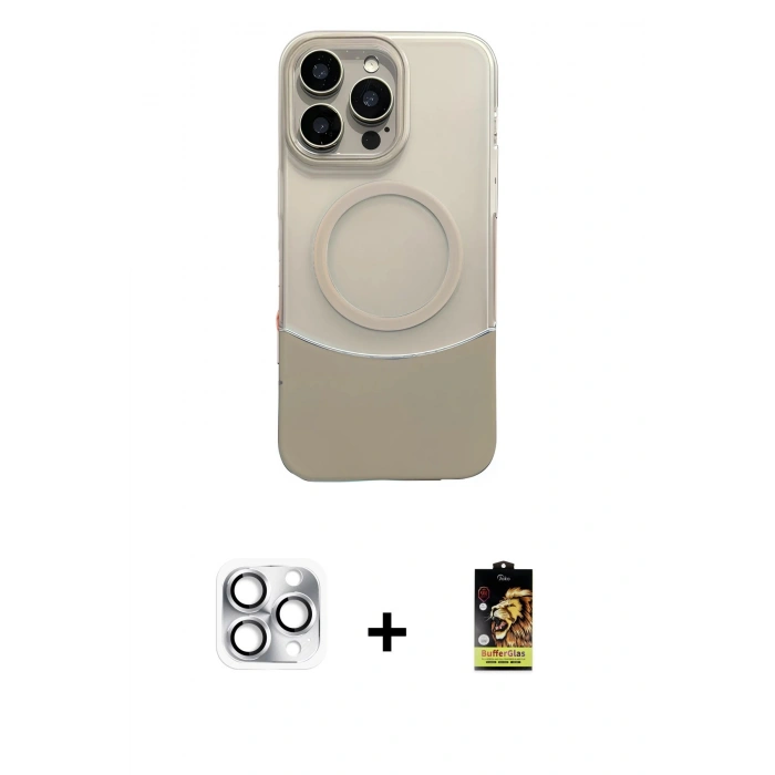 MARSİLYAN™- iPhone 16 Pro Max Kılıf Kozmos Form Özel Seri - Siyah Buffer Cam Ekran Koruyucu + Pers Alüminyum Kamera Lens - GS