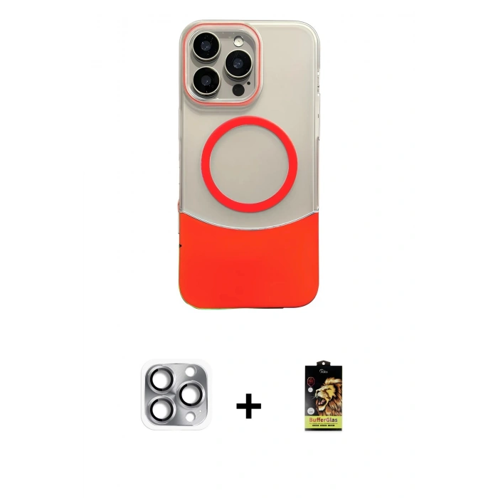 MARSİLYAN™- iPhone 16 Pro Max Kılıf Kozmos Form Özel Seri - Siyah Buffer Cam Ekran Koruyucu + Pers Alüminyum Kamera Lens - GI