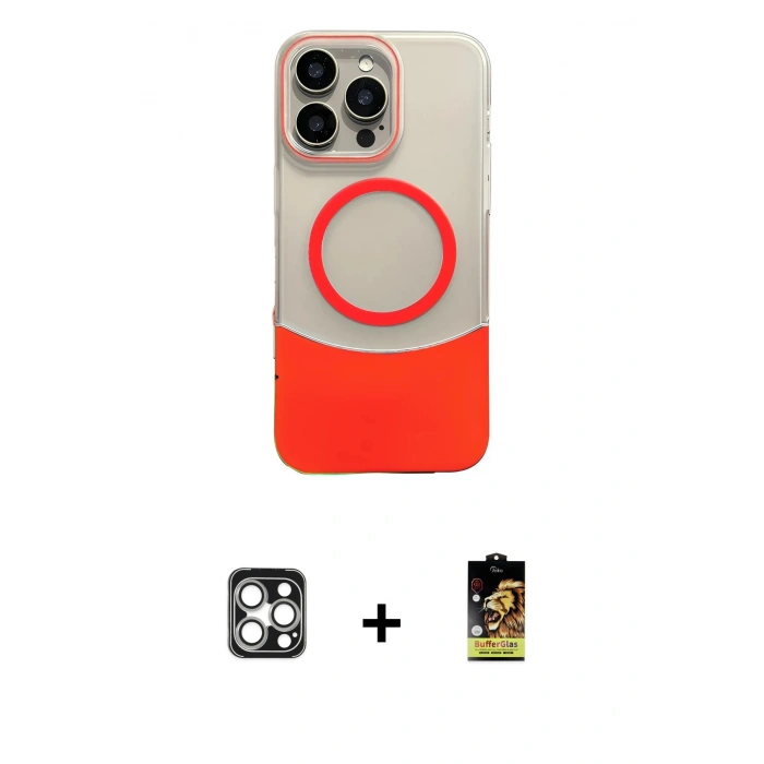 MARSİLYAN™- iPhone 16 Pro Max Kılıf Kozmos Form Özel Seri - Siyah Buffer Cam Ekran Koruyucu + PVD Metal Kamera Lens - GS