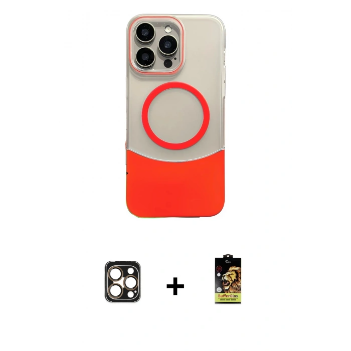 MARSİLYAN™- iPhone 16 Pro Max Kılıf Kozmos Form Özel Seri - Siyah Buffer Cam Ekran Koruyucu + PVD Metal Kamera Lens - GD