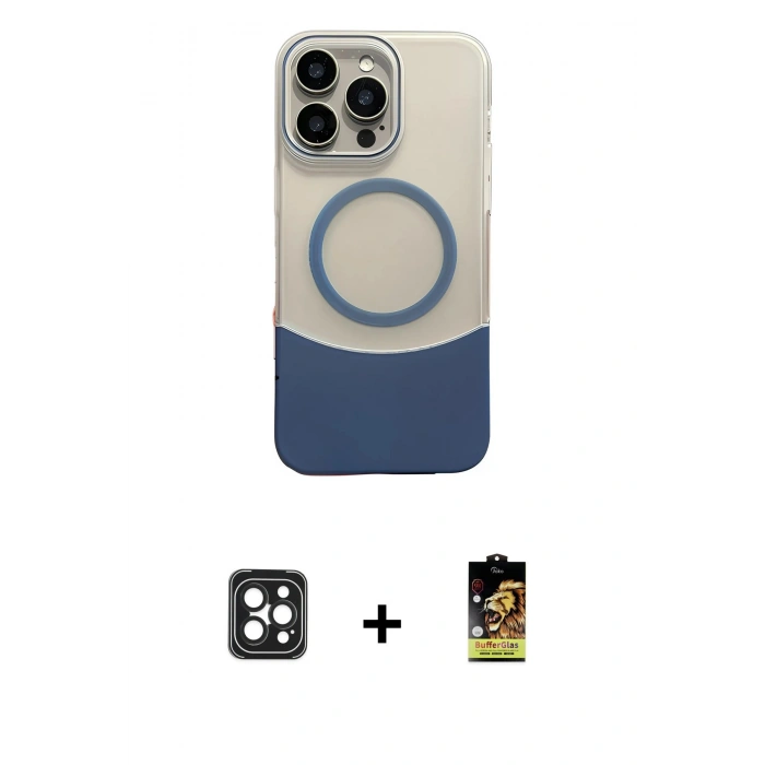 MARSİLYAN™- iPhone 16 Pro Max Kılıf Kozmos Form Özel Seri - Siyah Buffer Cam Ekran Koruyucu + PVD Metal Kamera Lens - SH