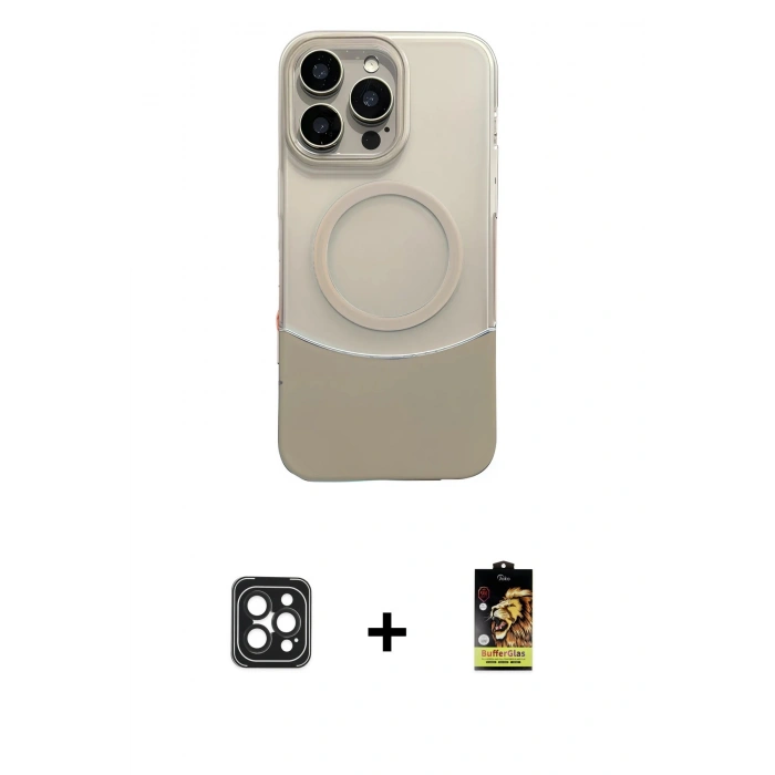 MARSİLYAN™- iPhone 16 Pro Max Kılıf Kozmos Form Özel Seri - Siyah Buffer Cam Ekran Koruyucu + PVD Metal Kamera Lens - SH