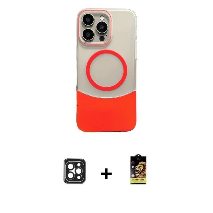MARSİLYAN™- iPhone 16 Pro Max Kılıf Kozmos Form Özel Seri - Siyah Buffer Cam Ekran Koruyucu + PVD Metal Kamera Lens - SH