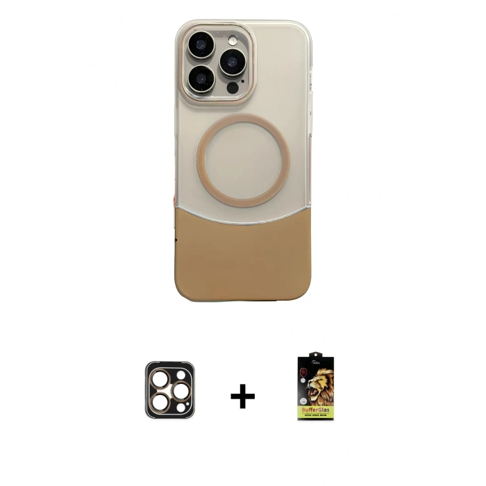 MARSİLYAN™- iPhone 16 Pro Max Kılıf Kozmos Form Özel Seri - Siyah Buffer Cam Ekran Koruyucu + PVD Metal Kamera Lens - GD