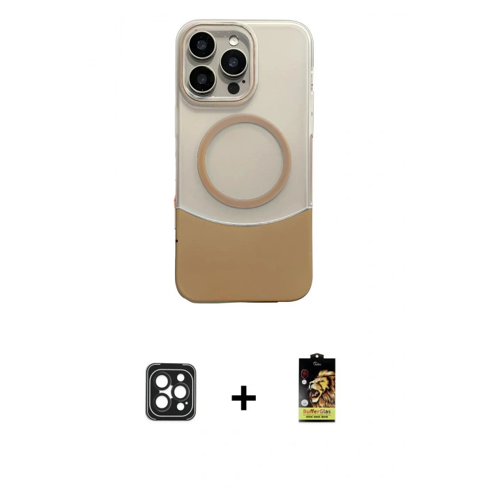 MARSİLYAN™- iPhone 16 Pro Max Kılıf Kozmos Form Özel Seri - Siyah Buffer Cam Ekran Koruyucu + PVD Metal Kamera Lens - SH