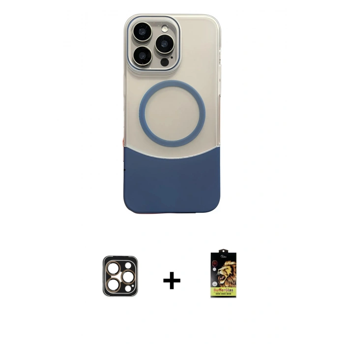 MARSİLYAN™- iPhone 16 Pro Max Kılıf Kozmos Form Özel Seri - Siyah Buffer Cam Ekran Koruyucu + PVD Metal Kamera Lens - GD