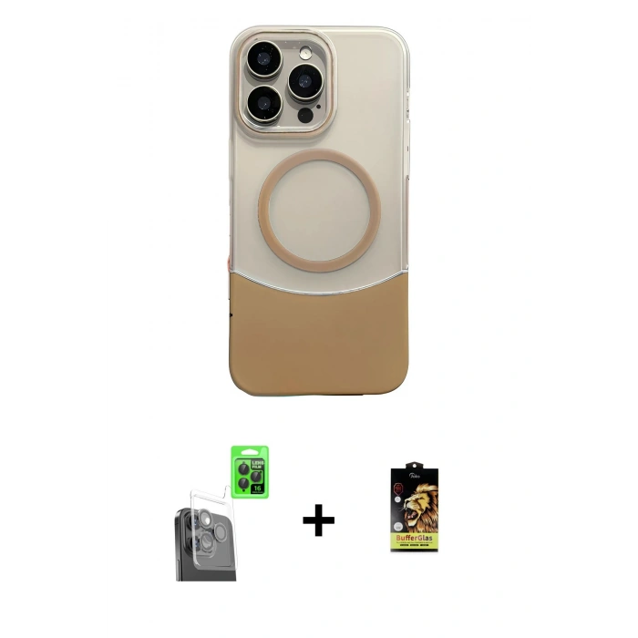 MARSİLYAN™- iPhone 16 Pro Max Kılıf Kozmos Form Özel Seri - Siyah Buffer Cam Ekran Koruyucu + Siyah Raze Metal Kamera Lens
