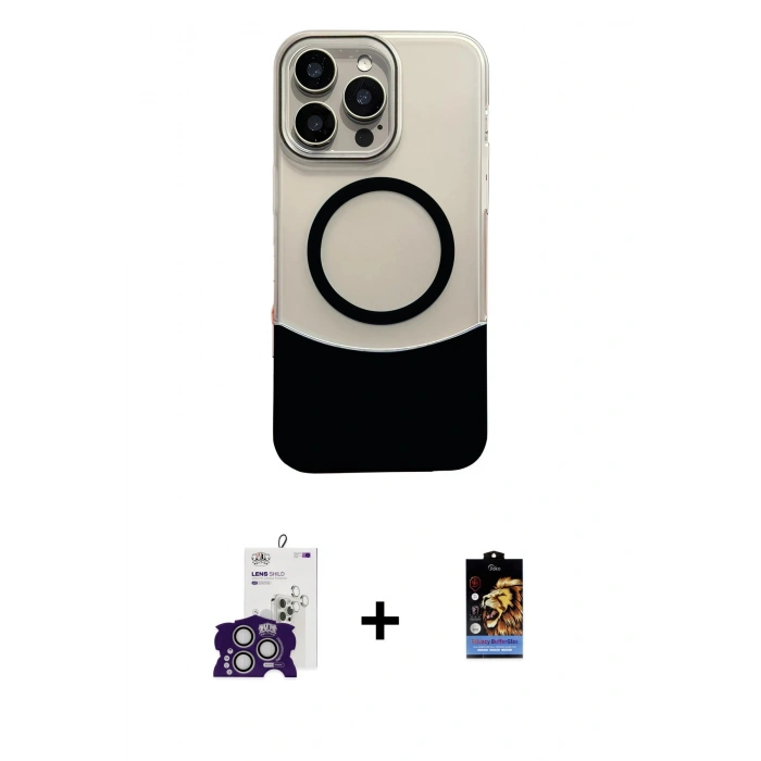 MARSİLYAN™- iPhone 16 Pro Max Kılıf Kozmos Form Özel Seri - Siyah Buffer Hayalet Cam Ekran Koruyucu + Bilvis Titan Kamera Lens - GS