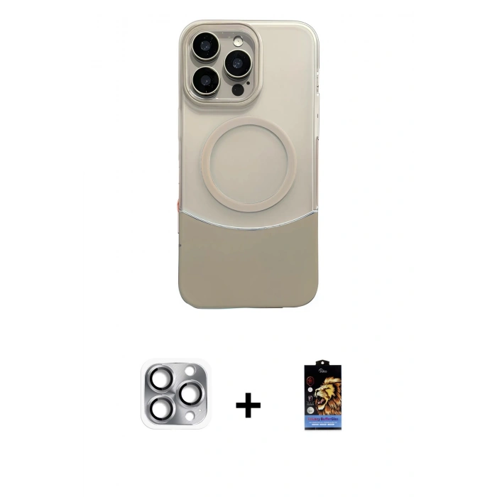 MARSİLYAN™- iPhone 16 Pro Max Kılıf Kozmos Form Özel Seri - Siyah Buffer Hayalet Cam Ekran Koruyucu + Pers Alüminyum Kamera Lens - GI