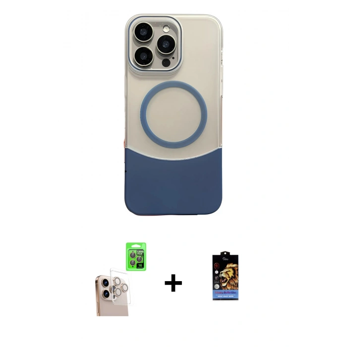 MARSİLYAN™- iPhone 16 Pro Max Kılıf Kozmos Form Özel Seri - Siyah Buffer Hayalet Cam Ekran Koruyucu + Raze Metal Kamera Lens - NLGY