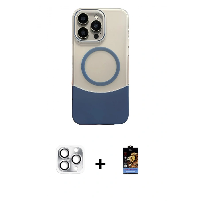 MARSİLYAN™- iPhone 16 Pro Max Kılıf Kozmos Form Özel Seri - Siyah Buffer Hayalet Cam Ekran Koruyucu + Pers Alüminyum Kamera Lens - GS