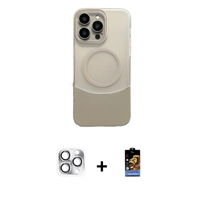 MARSİLYAN™- iPhone 16 Pro Max Kılıf Kozmos Form Özel Seri - Siyah Buffer Hayalet Cam Ekran Koruyucu + Pers Alüminyum Kamera Lens - GS