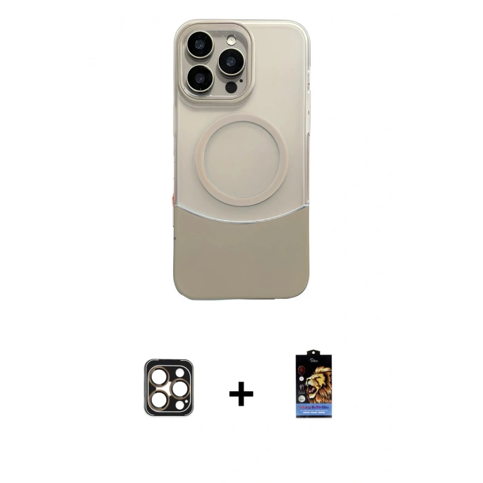 MARSİLYAN™- iPhone 16 Pro Max Kılıf Kozmos Form Özel Seri - Siyah Buffer Hayalet Cam Ekran Koruyucu + PVD Metal Kamera Lens - GD