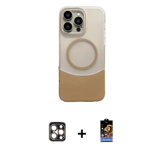 MARSİLYAN™- iPhone 16 Pro Max Kılıf Kozmos Form Özel Seri - Siyah Buffer Hayalet Cam Ekran Koruyucu + PVD Metal Kamera Lens - GD