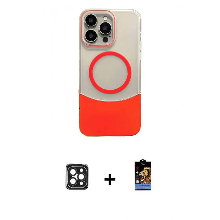 MARSİLYAN™- iPhone 16 Pro Max Kılıf Kozmos Form Özel Seri - Siyah Buffer Hayalet Cam Ekran Koruyucu + PVD Metal Kamera Lens - SH
