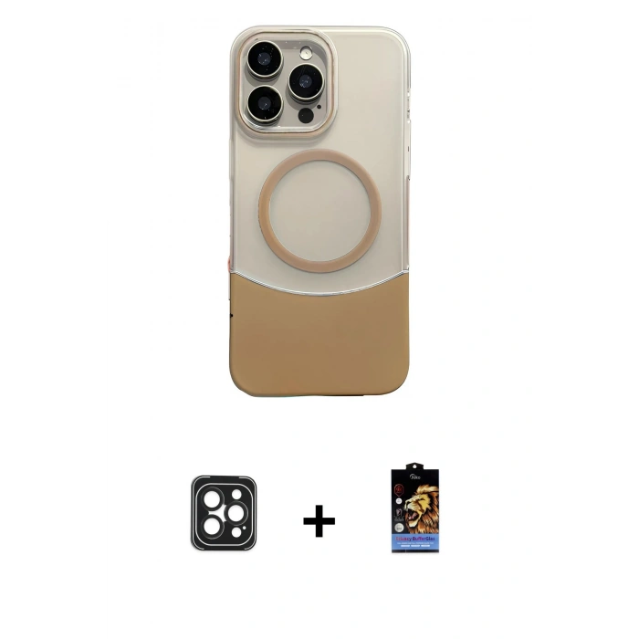 MARSİLYAN™- iPhone 16 Pro Max Kılıf Kozmos Form Özel Seri - Siyah Buffer Hayalet Cam Ekran Koruyucu + PVD Metal Kamera Lens - SH