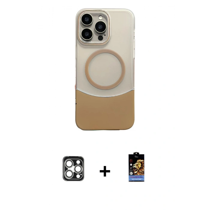 MARSİLYAN™- iPhone 16 Pro Max Kılıf Kozmos Form Özel Seri - Siyah Buffer Hayalet Cam Ekran Koruyucu + PVD Metal Kamera Lens - GS
