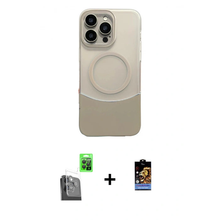 MARSİLYAN™- iPhone 16 Pro Max Kılıf Kozmos Form Özel Seri - Siyah Buffer Hayalet Cam Ekran Koruyucu + Raze Metal Kamera Lens - SH