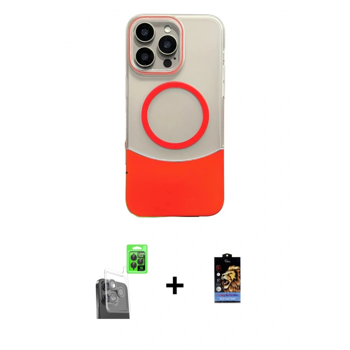 MARSİLYAN™- iPhone 16 Pro Max Kılıf Kozmos Form Özel Seri - Siyah Buffer Hayalet Cam Ekran Koruyucu + Raze Metal Kamera Lens - SH
