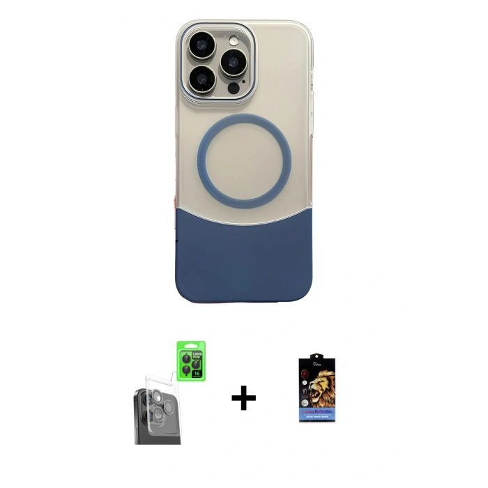 MARSİLYAN™- iPhone 16 Pro Max Kılıf Kozmos Form Özel Seri - Siyah Buffer Hayalet Cam Ekran Koruyucu + Raze Metal Kamera Lens - SH