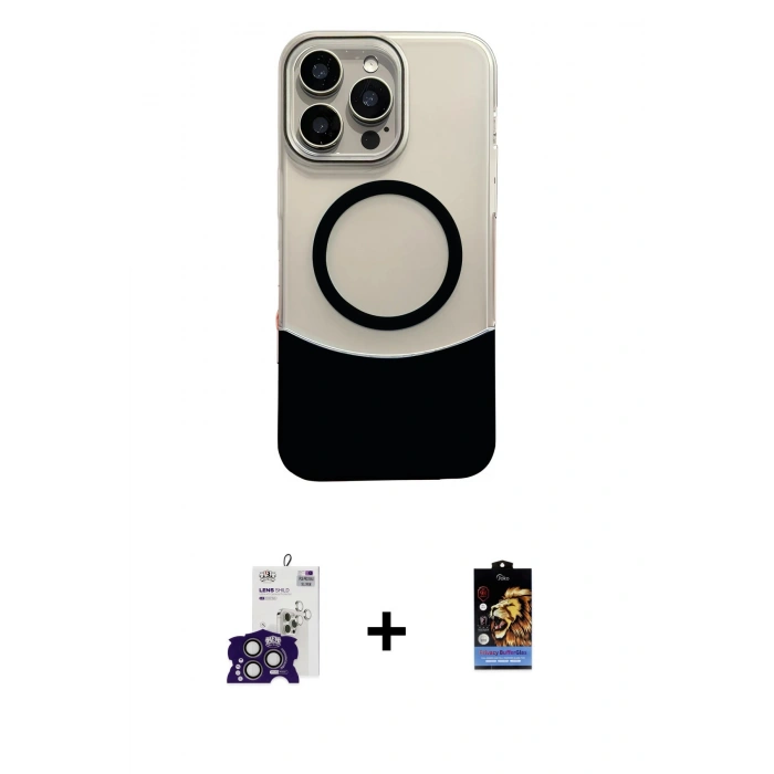 MARSİLYAN™- iPhone 16 Pro Max Kılıf Kozmos Form Özel Seri - Siyah Buffer Hayalet Cam Ekran Koruyucu + Bilvis Titan Kamera Lens - TMGI