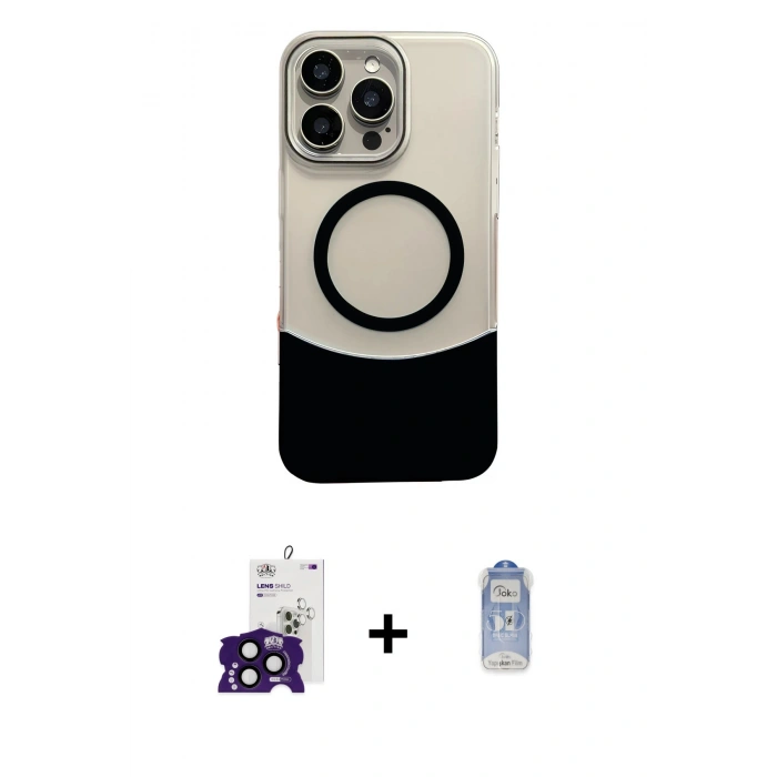 MARSİLYAN™- iPhone 16 Pro Max Kılıf Kozmos Form Özel Seri - Siyah Joko Magic 5D Cam + Bilvis Titan Kamera Lens - SH