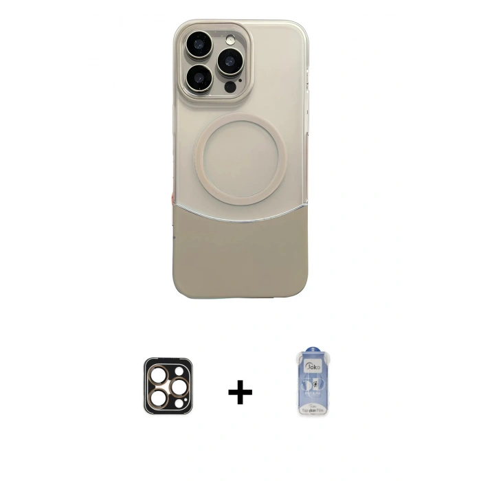 MARSİLYAN™- iPhone 16 Pro Max Kılıf Kozmos Form Özel Seri - Siyah Joko Magic 5D Cam + PVD Metal Kamera Lens - GD