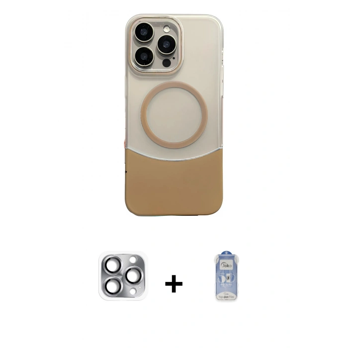 MARSİLYAN™- iPhone 16 Pro Max Kılıf Kozmos Form Özel Seri - Siyah Joko Magic 5D Cam + Pers Alüminyum Kamera Lens - GI