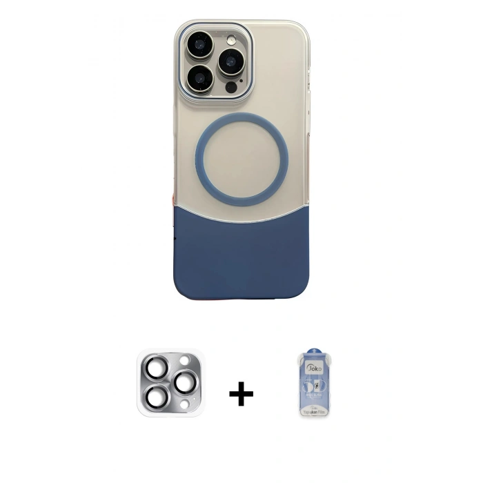 MARSİLYAN™- iPhone 16 Pro Max Kılıf Kozmos Form Özel Seri - Siyah Joko Magic 5D Cam + Pers Alüminyum Kamera Lens - GI