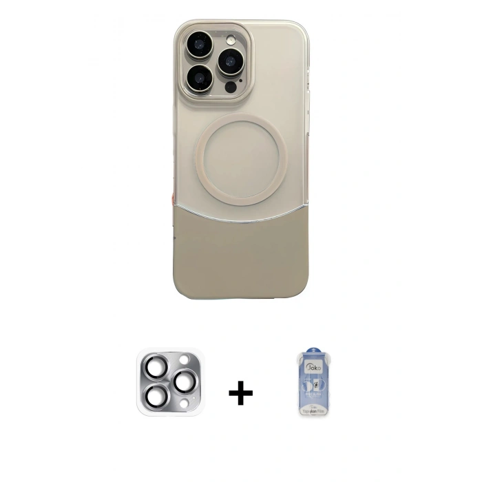 MARSİLYAN™- iPhone 16 Pro Max Kılıf Kozmos Form Özel Seri - Siyah Joko Magic 5D Cam + Pers Alüminyum Kamera Lens - GI