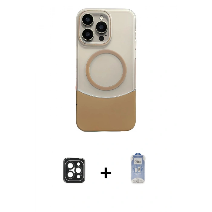 MARSİLYAN™- iPhone 16 Pro Max Kılıf Kozmos Form Özel Seri - Siyah Joko Magic 5D Cam + PVD Metal Kamera Lens - SH