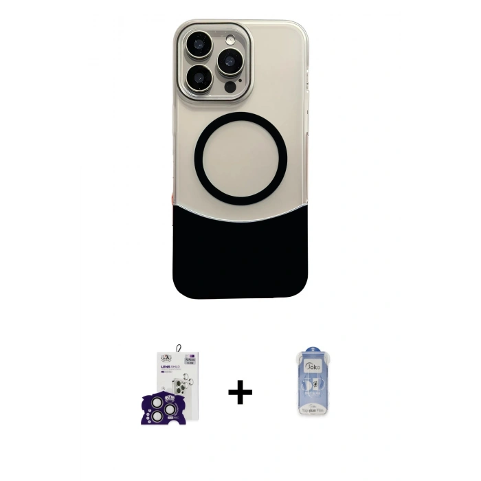MARSİLYAN™- iPhone 16 Pro Max Kılıf Kozmos Form Özel Seri - Siyah Joko Magic 5D Cam + Bilvis Titan Kamera Lens - TMGI