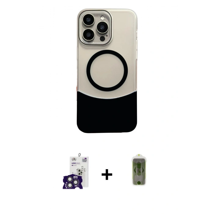 MARSİLYAN™- iPhone 16 Pro Max Kılıf Kozmos Form Özel Seri - Siyah Joko Magic 5D Hayalet Cam + Bilvis Titan Kamera Lens - TMGI
