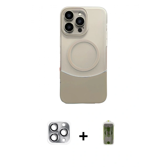MARSİLYAN™- iPhone 16 Pro Max Kılıf Kozmos Form Özel Seri - Siyah Joko Magic 5D Hayalet Cam + Gri Pers Alüminyum Kamera Lens