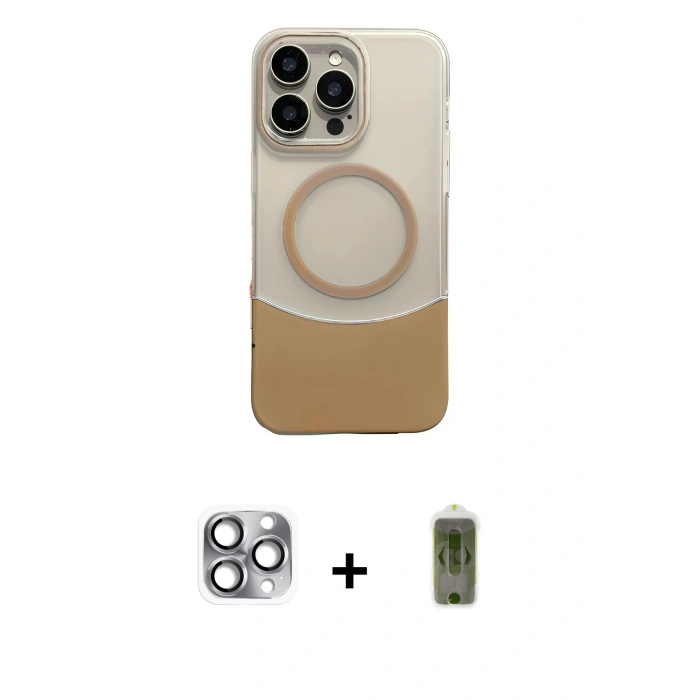 MARSİLYAN™- iPhone 16 Pro Max Kılıf Kozmos Form Özel Seri - Siyah Joko Magic 5D Hayalet Cam + Gri Pers Alüminyum Kamera Lens