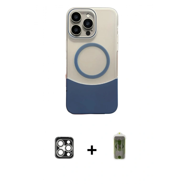 MARSİLYAN™- iPhone 16 Pro Max Kılıf Kozmos Form Özel Seri - Siyah Joko Magic 5D Hayalet Cam + Gümüş PVD Metal Kamera Lens