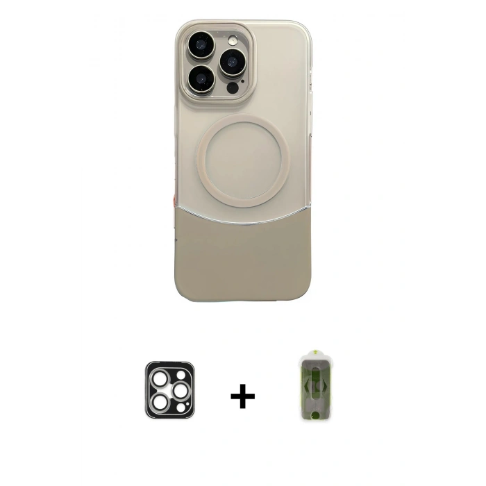 MARSİLYAN™- iPhone 16 Pro Max Kılıf Kozmos Form Özel Seri - Siyah Joko Magic 5D Hayalet Cam + Gümüş PVD Metal Kamera Lens