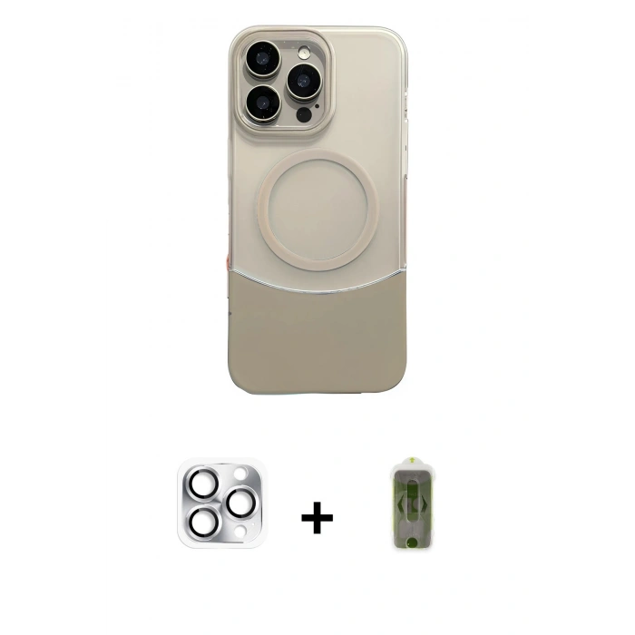 MARSİLYAN™- iPhone 16 Pro Max Kılıf Kozmos Form Özel Seri - Siyah Joko Magic 5D Hayalet Cam + Pers Alüminyum Kamera Lens - GS
