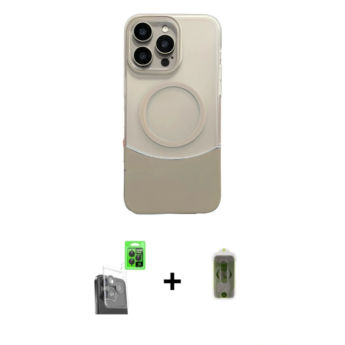 MARSİLYAN™- iPhone 16 Pro Max Kılıf Kozmos Form Özel Seri - Siyah Joko Magic 5D Hayalet Cam + Raze Metal Kamera Lens - SH