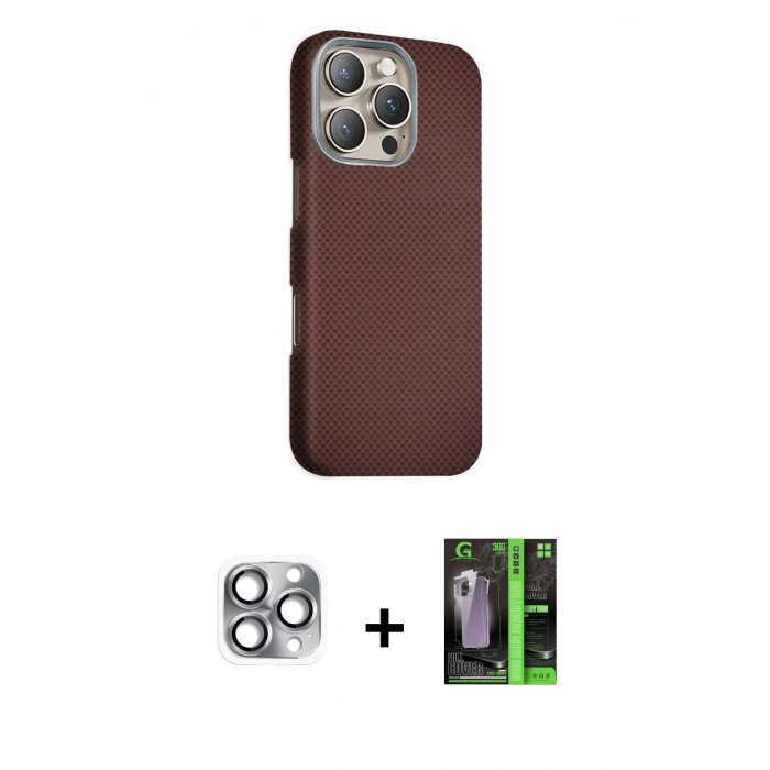 MARSİLYAN™- iPhone 16 Pro Max Kılıf Kozmos Klasik Prime - Şeffaf 360 Full Body Arka Koruyucu + Pers Alüminyum Kamera Lens - GI