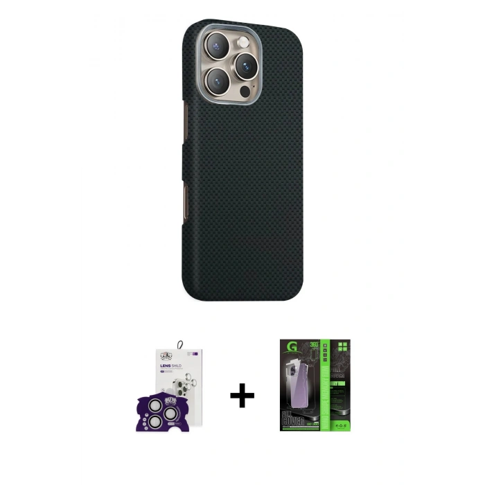 MARSİLYAN™- iPhone 16 Pro Max Kılıf Kozmos Klasik Prime - Şeffaf 360 Full Body Arka Koruyucu + Bilvis Titan Kamera Lens - GS