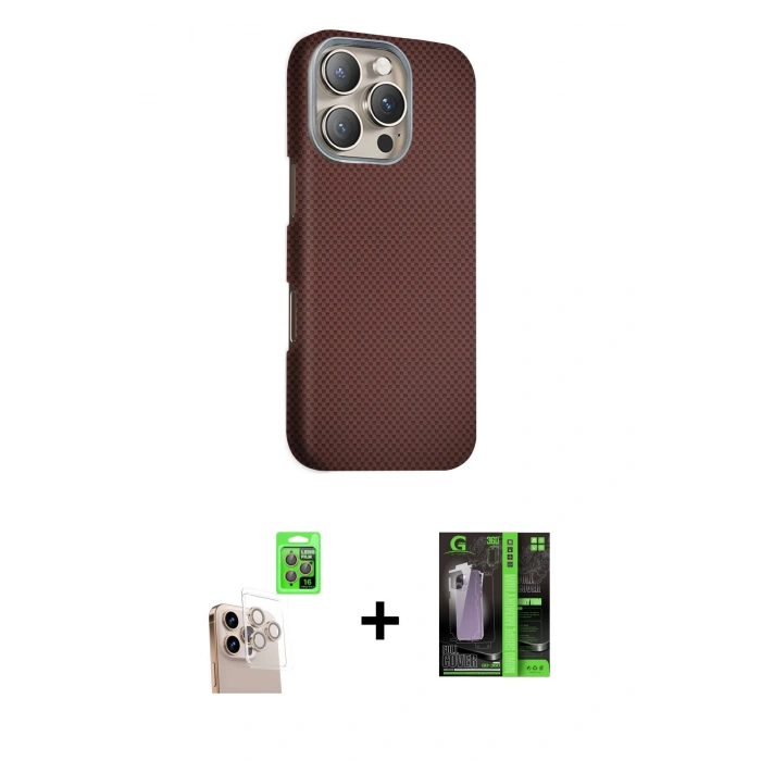 MARSİLYAN™- iPhone 16 Pro Max Kılıf Kozmos Klasik Prime - Şeffaf 360 Full Body Arka Koruyucu + Raze Metal Kamera Lens - NLGY